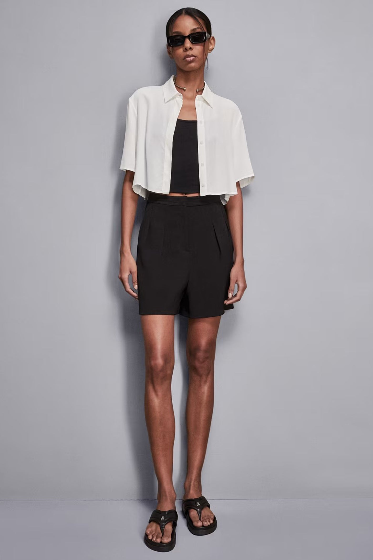 Patrizia Pepe 2C1621 W146 Bianco White Cropped Soft Fit Shirt