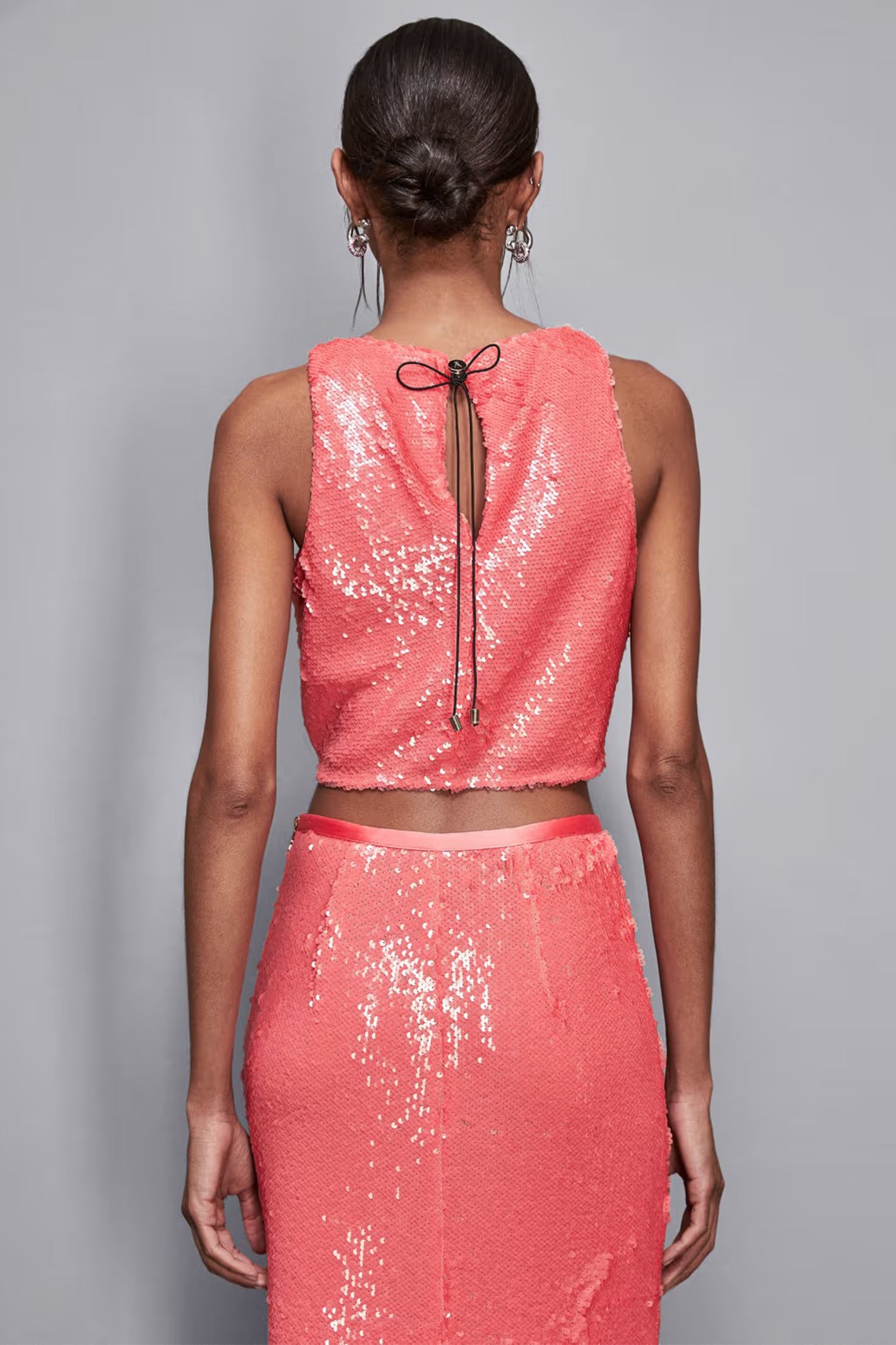 Patrizia Pepe 2C1622 R859 Pink Sequin Cropped Top