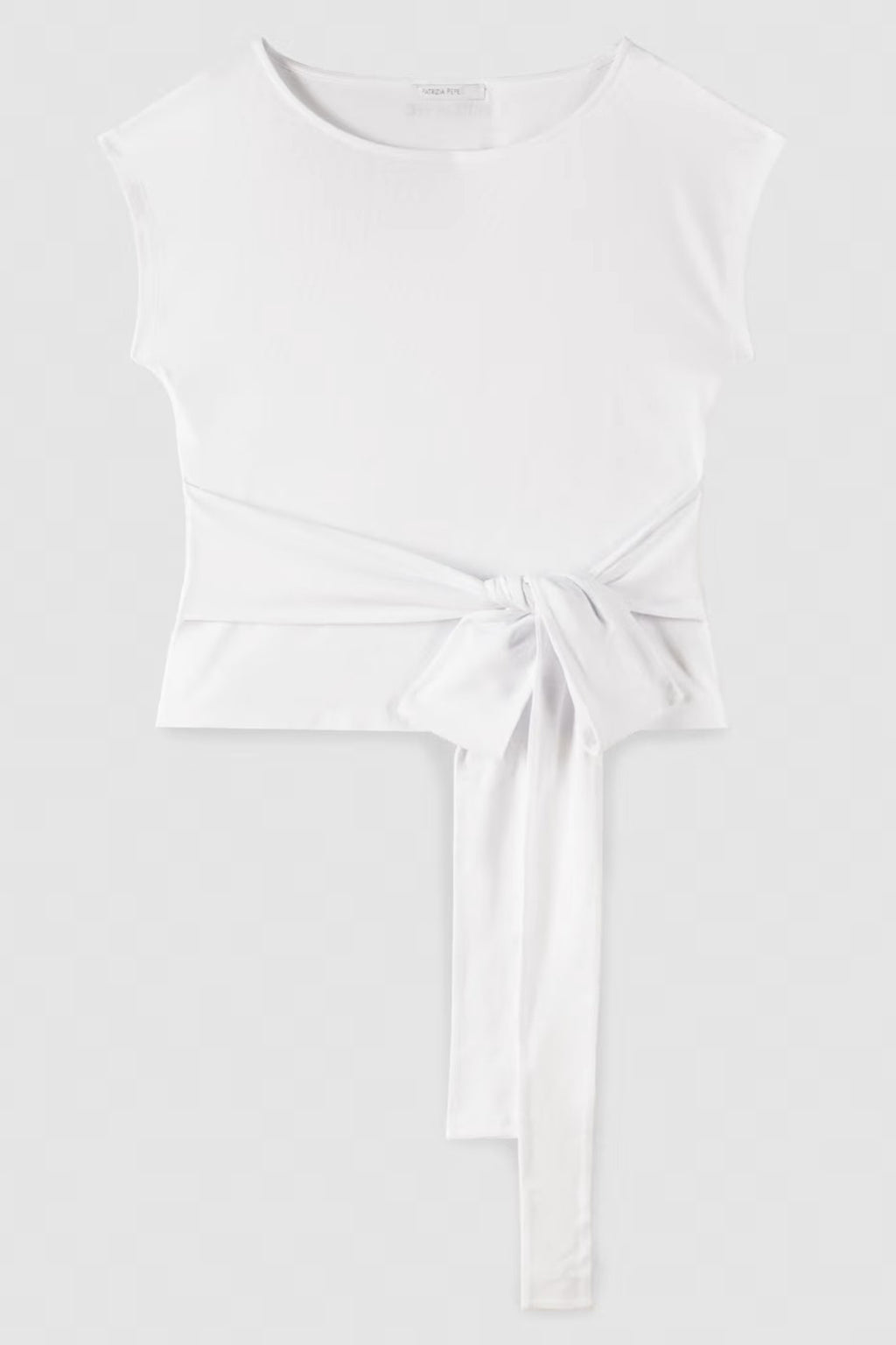 Patrizia Pepe 2M4465 W103 Bianco White Tie Sash T-Shirt Top