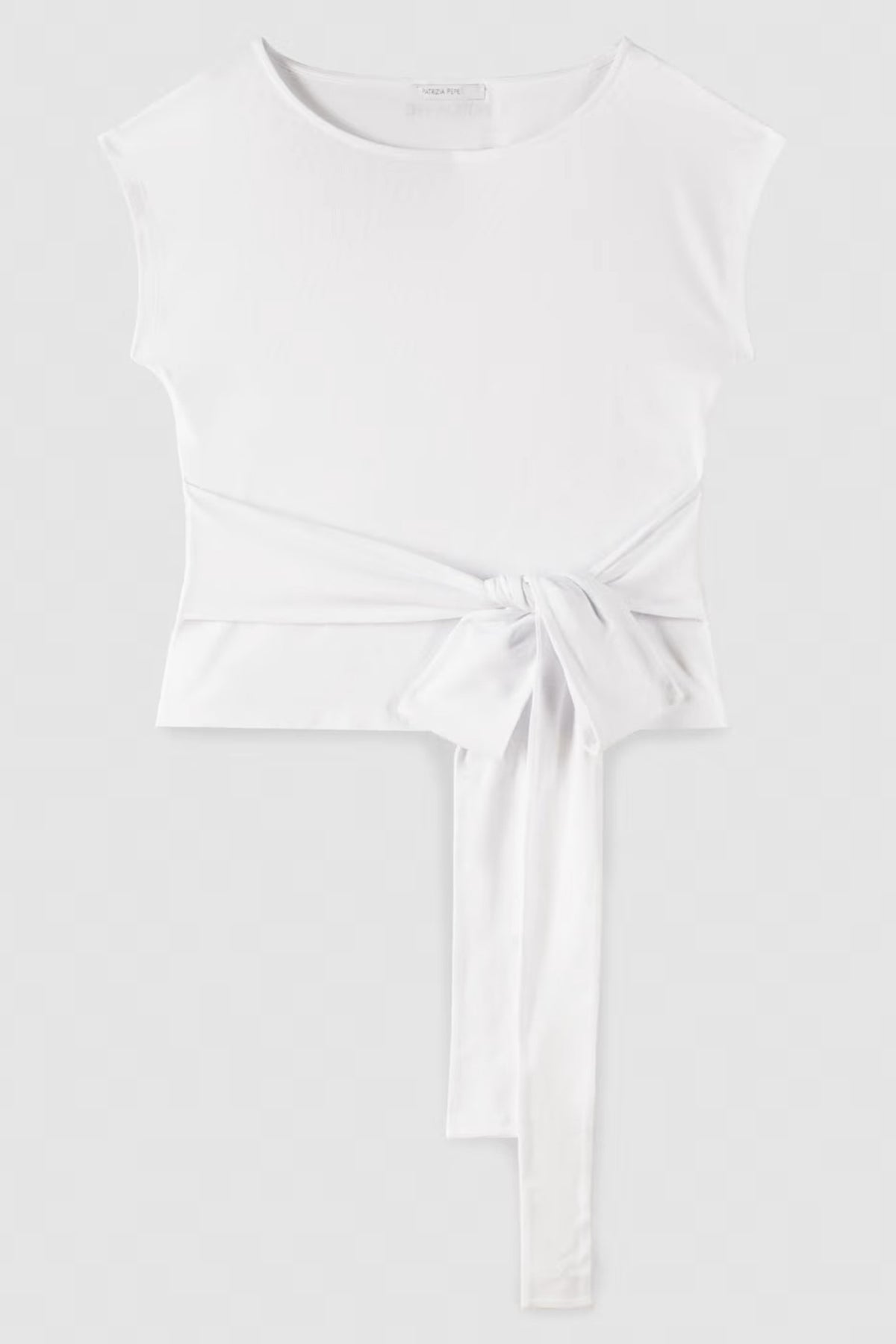 Patrizia Pepe 2M4465 W103 Bianco White Tie Sash T-Shirt Top