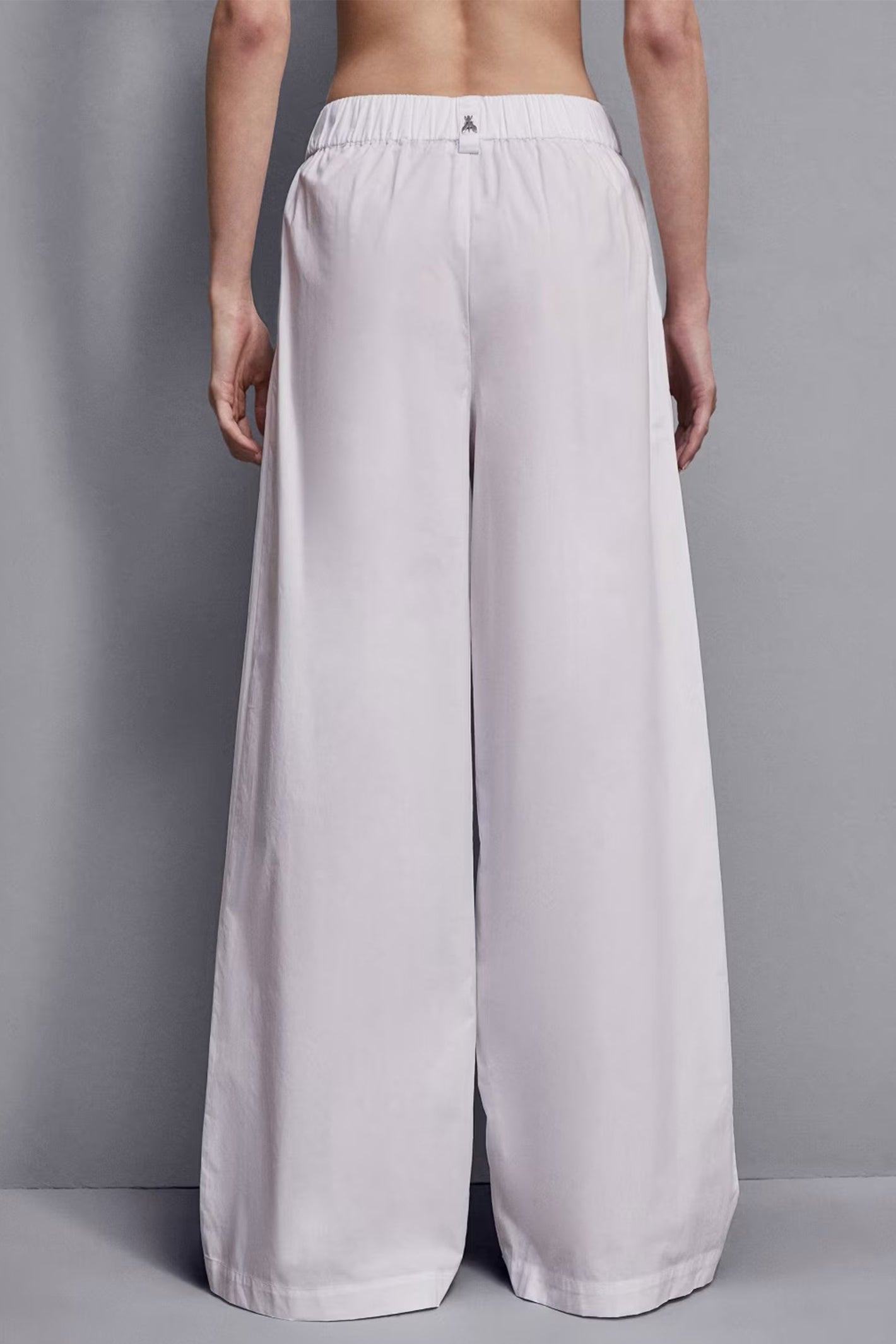 Patrizia Pepe 2P1673 W103 Bianco White Wide Leg Stretch Cotton Pull-On Trousers