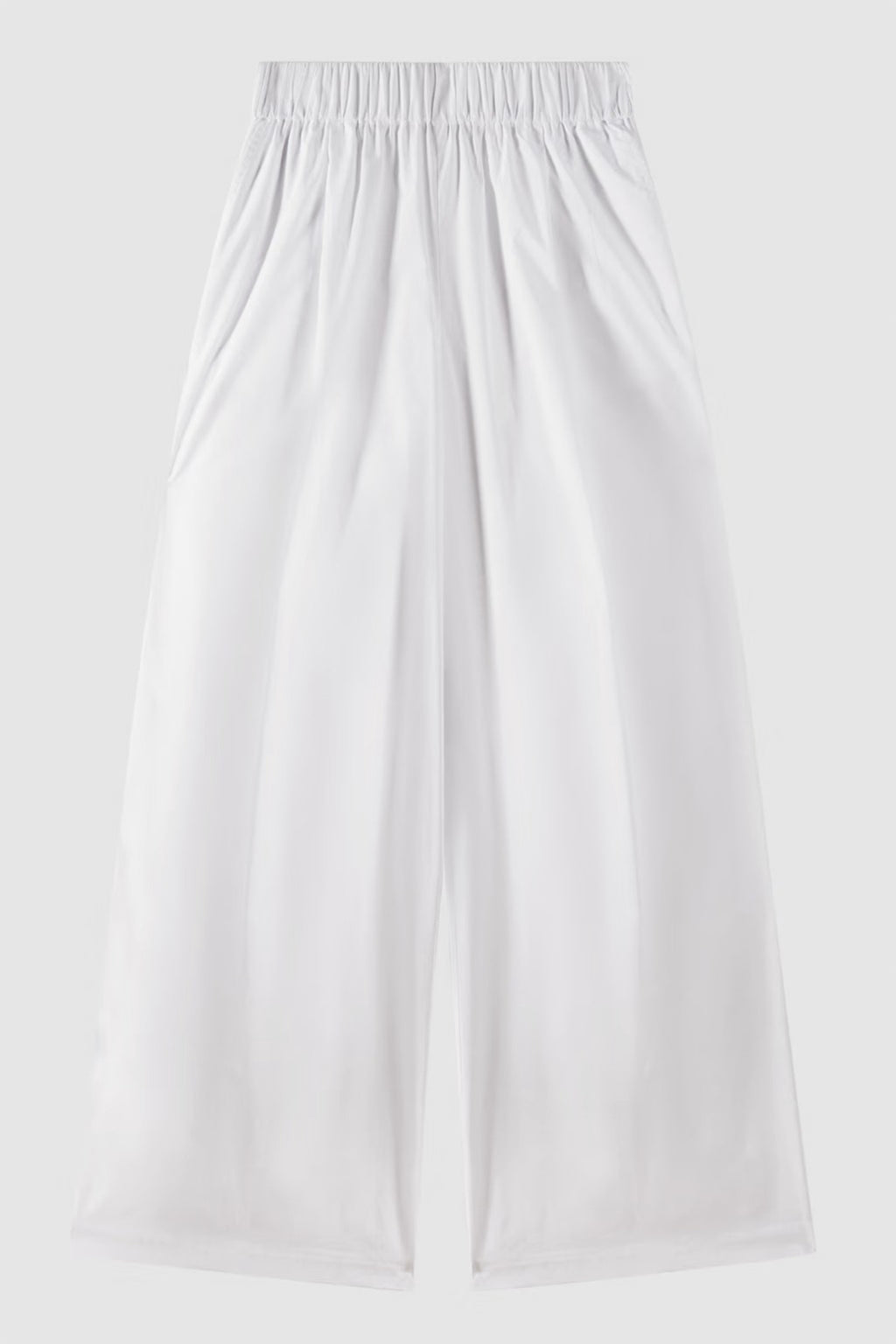 Patrizia Pepe 2P1673 W103 Bianco White Wide Leg Stretch Cotton Pull-On Trousers