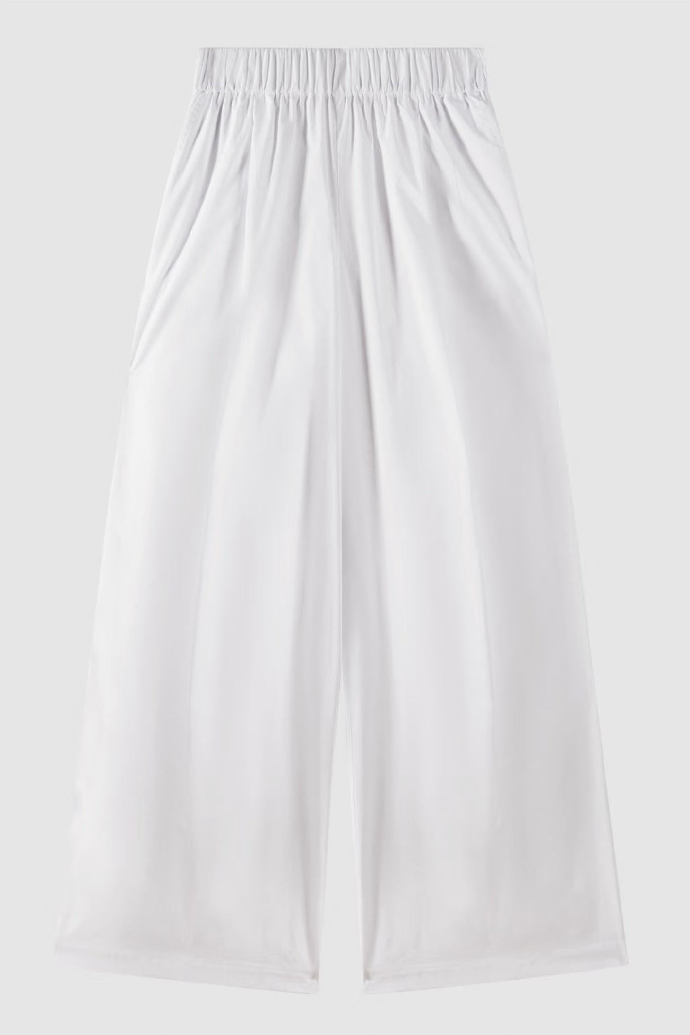 Patrizia Pepe 2P1673 W103 Bianco White Wide Leg Stretch Cotton Pull-On Trousers