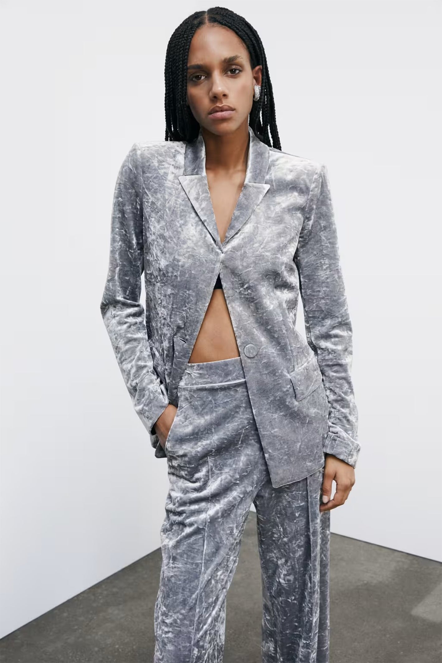 Patrizia Pepe 2S1536 Mistery Grey Velour Blazer*