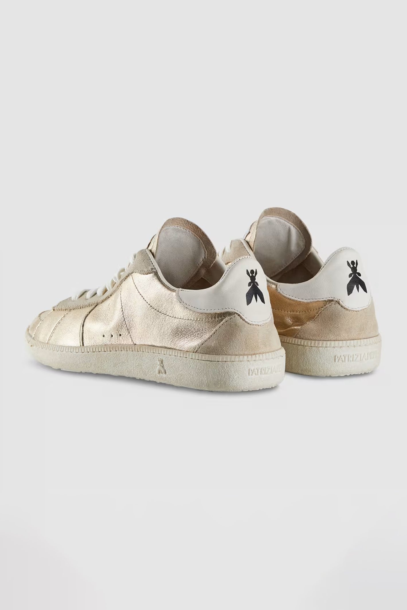 Patrizia Pepe 2Z0065 Y291 Skin '93 Gold Laminated Nappa Leather Trainers