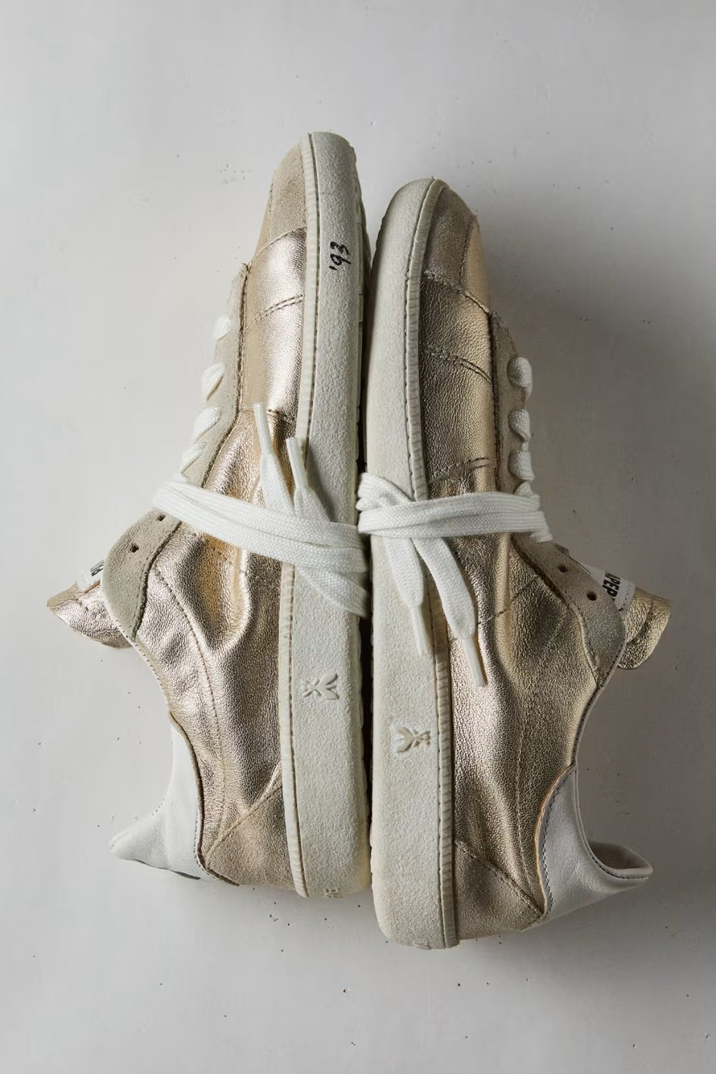 Patrizia Pepe 2Z0065 Y291 Skin '93 Gold Laminated Nappa Leather Trainers
