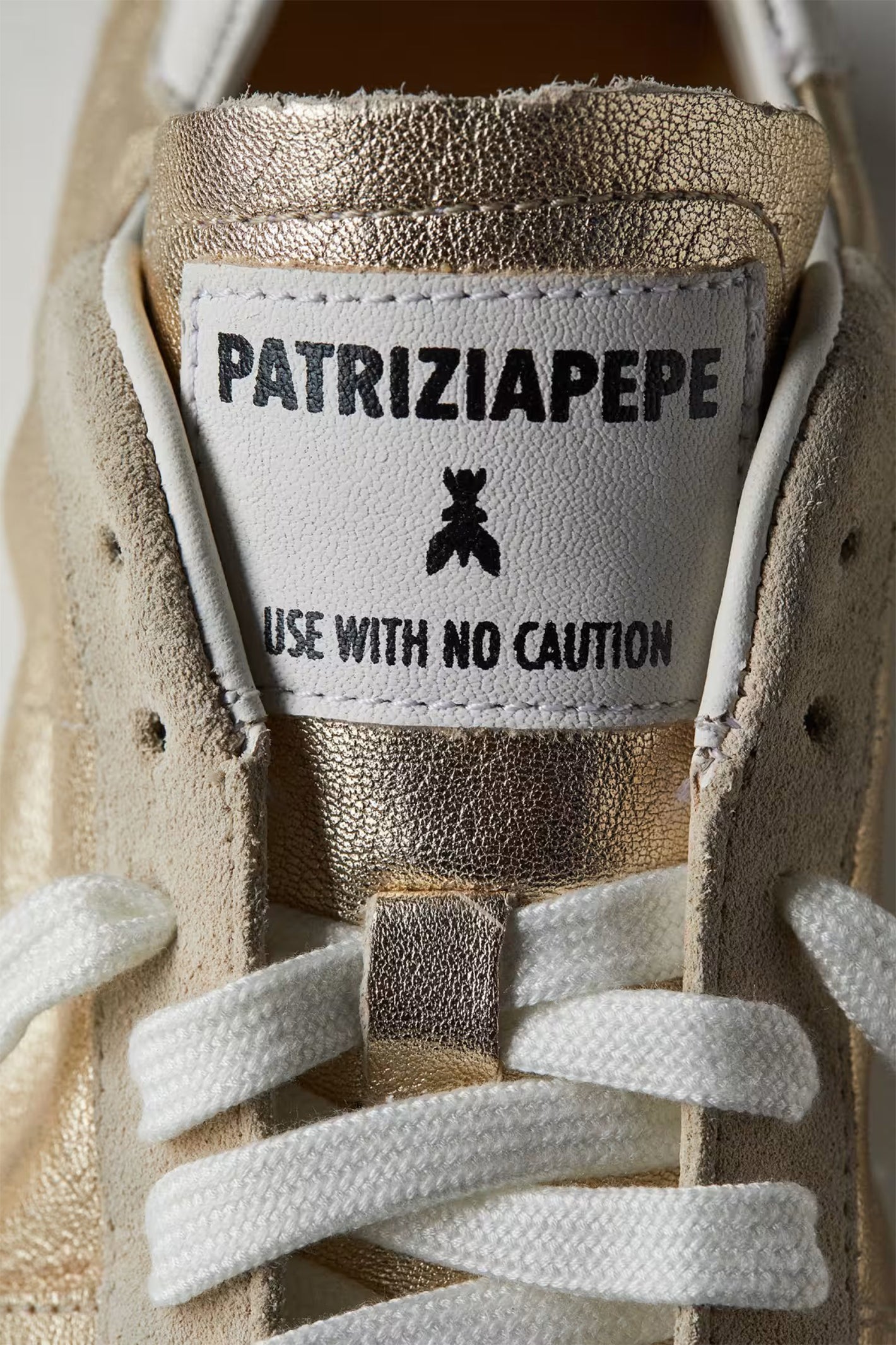 Patrizia Pepe 2Z0065 Y291 Skin '93 Gold Laminated Nappa Leather Trainers