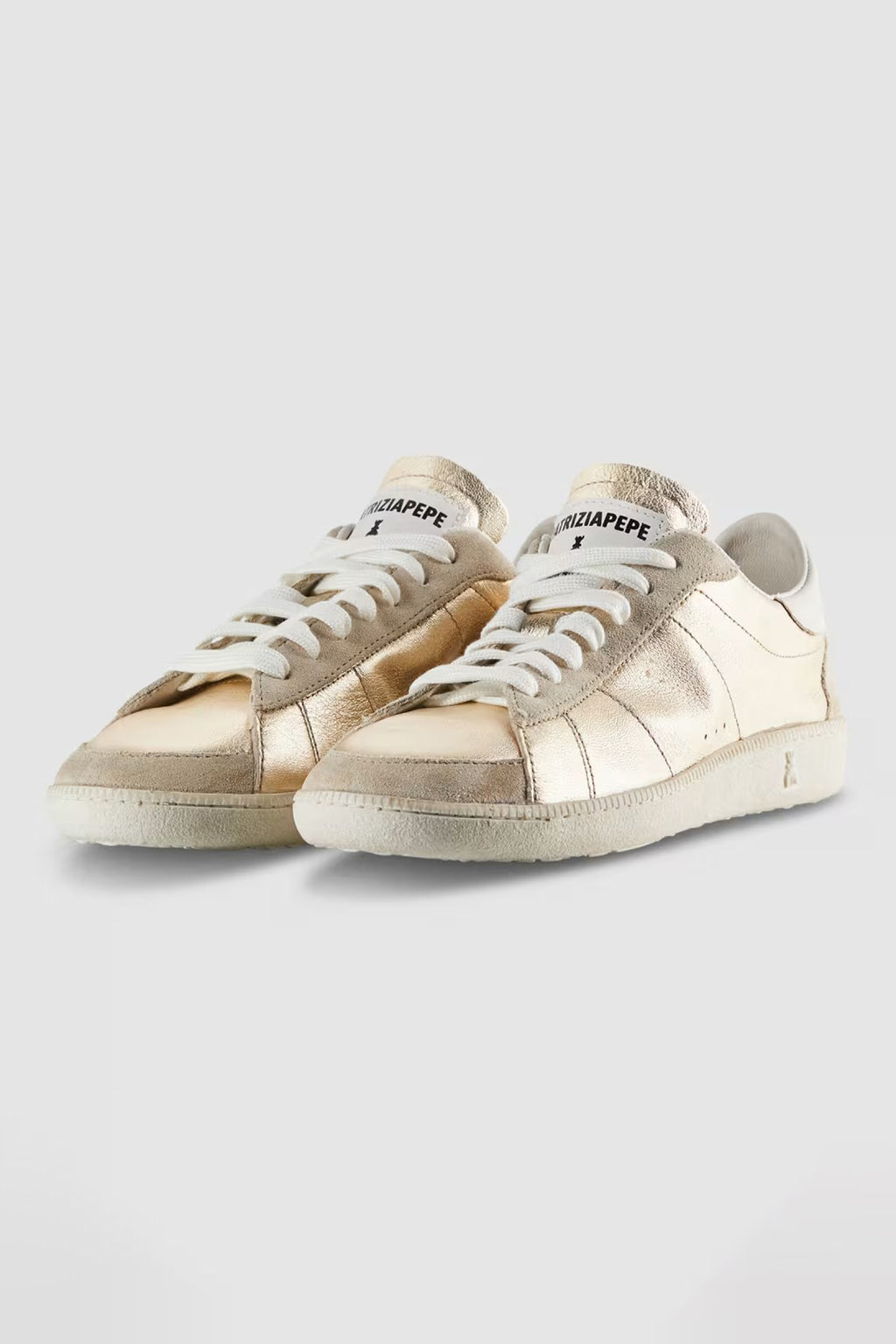 Patrizia Pepe 2Z0065 Y291 Skin '93 Gold Laminated Nappa Leather Trainers