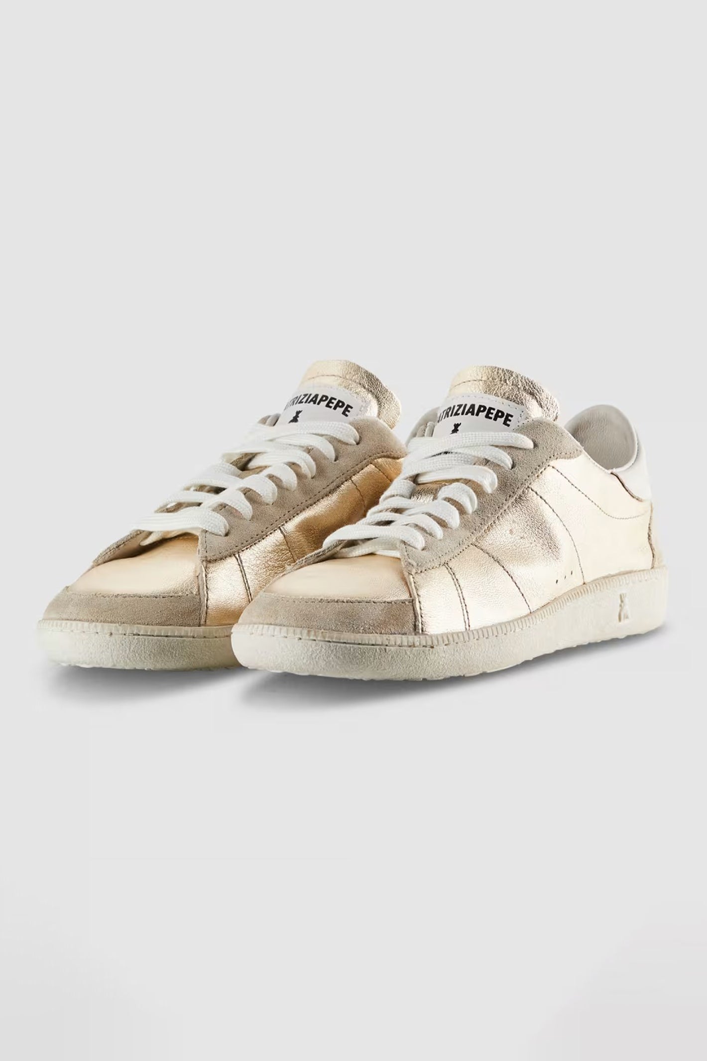 Patrizia Pepe 2Z0065 Y291 Skin '93 Gold Laminated Nappa Leather Trainers