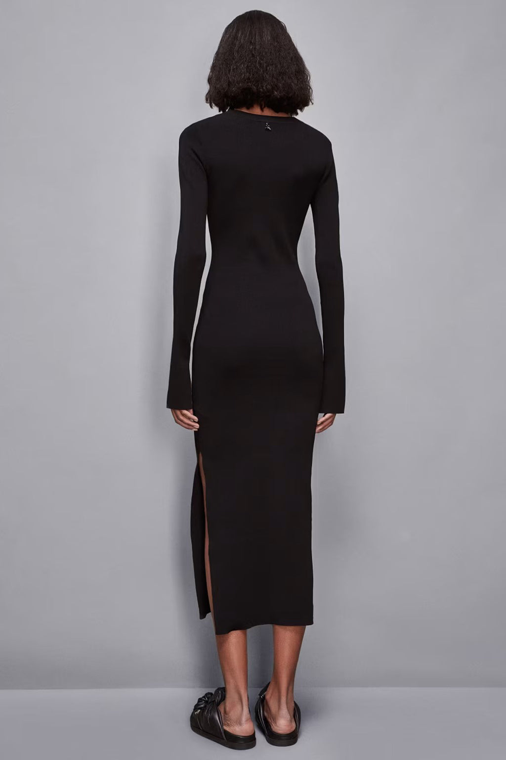 Patrizia Pepe 8A1433 K240 Nero Black Long Sleeve Slim Fit Midi Dress*