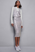 Patrizia Pepe 8C0755 J251 Grey Sequin V-Neck Vest Top