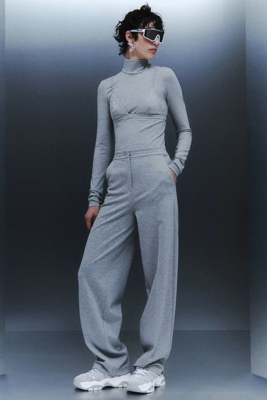Patrizia Pepe 8P0674 A025 Grey Relaxed Fit Straight Trousers