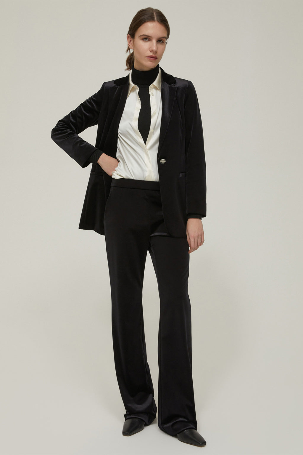 Penny Black 101462 Plinio Black Stretch Velvet Jersey Trousers