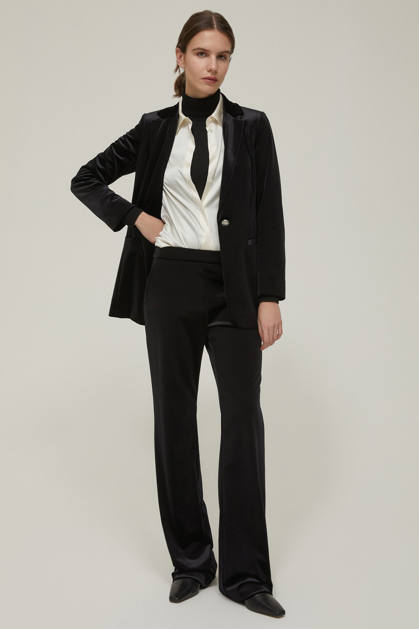 Penny Black 101462 Plinio Black Stretch Velvet Jersey Trousers