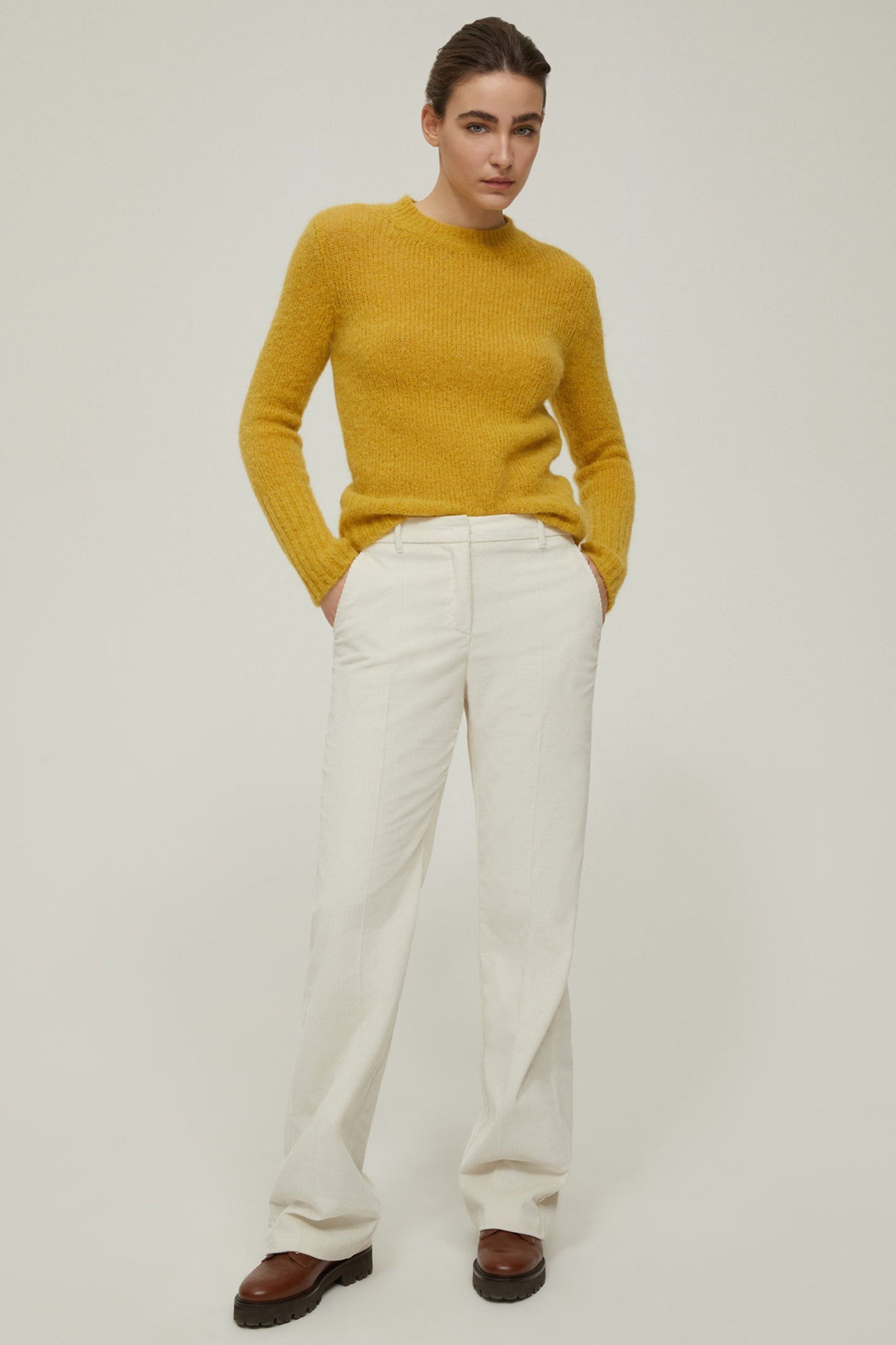 Penny Black 101522 Obolo Ivory Stretch Cotton-Blend Corduroy Trousers