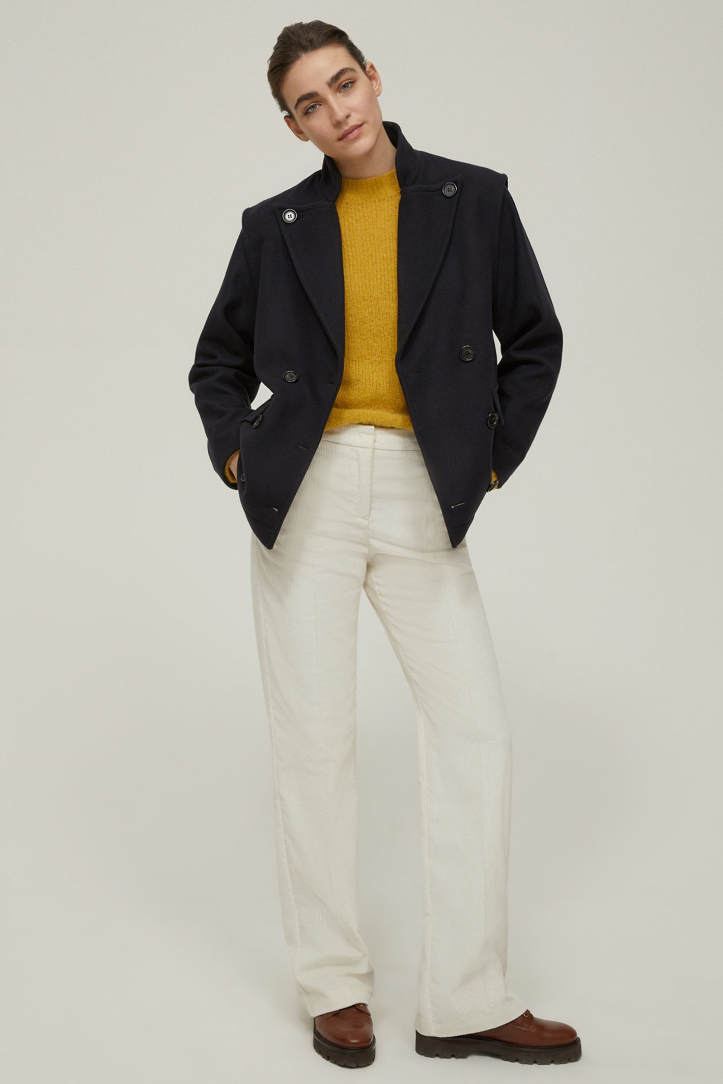 Penny Black 101522 Obolo Ivory Stretch Cotton-Blend Corduroy Trousers