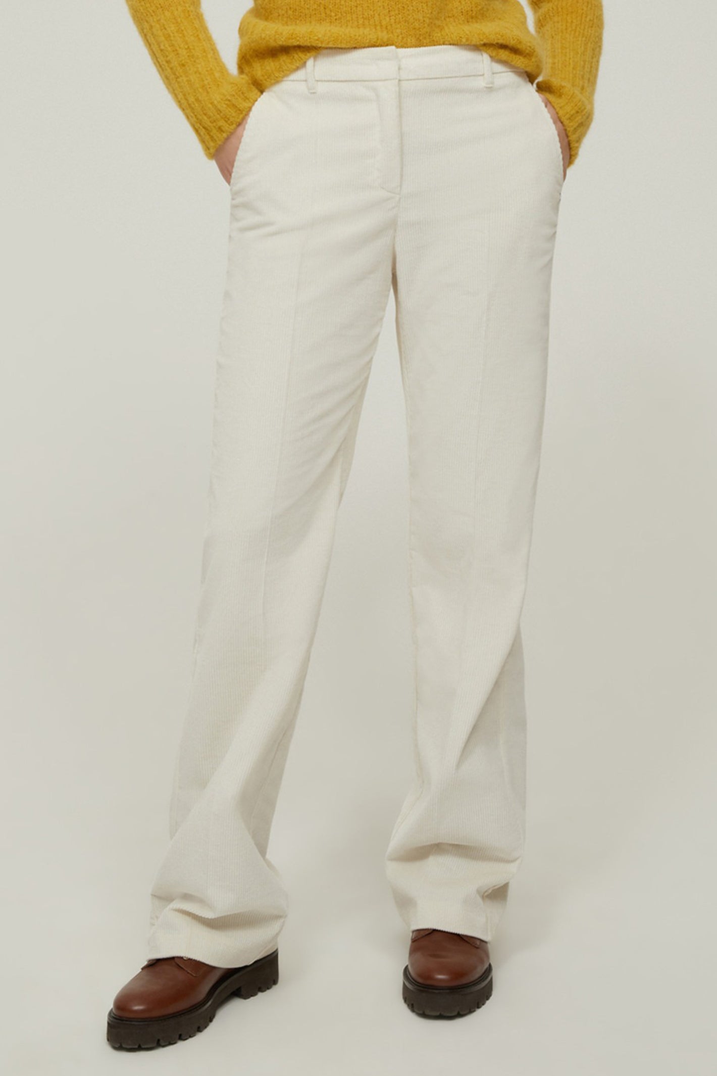 Penny Black 101522 Obolo Ivory Stretch Cotton-Blend Corduroy Trousers