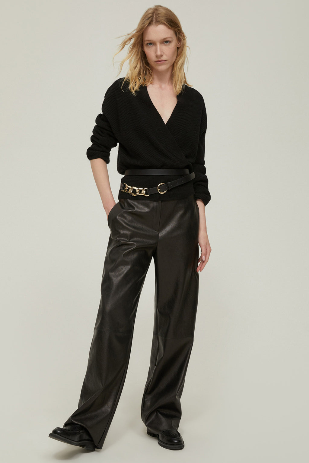 Pennyblack 2521366243200 Ovest Black Wrap-Over Jumper