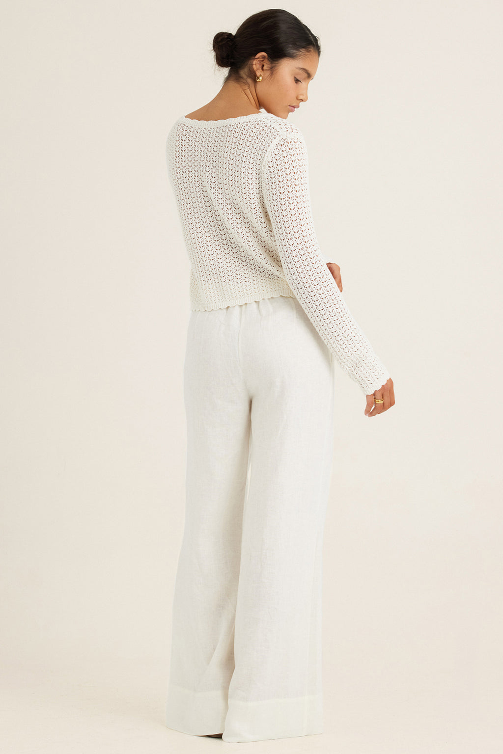 Peony Pointelle Cardigan Seashell White 1125 R319