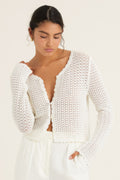 Peony Pointelle Cardigan Seashell White 1125 R319