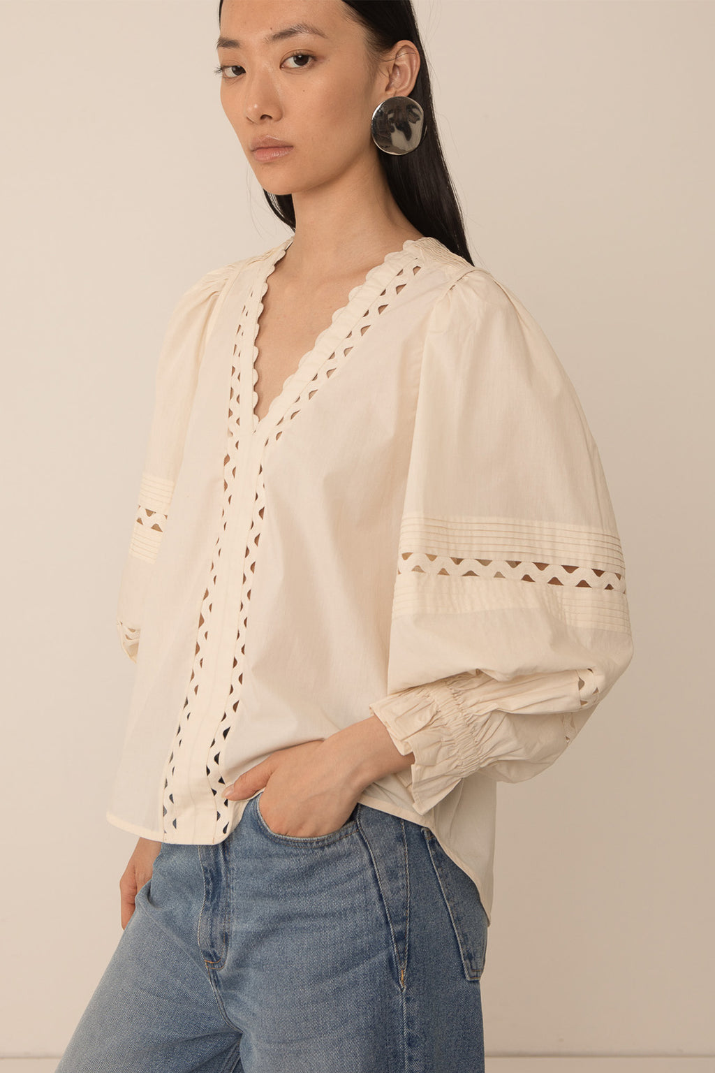 Vivere Arlette VIV 359 Ecru Pintuck Blouse