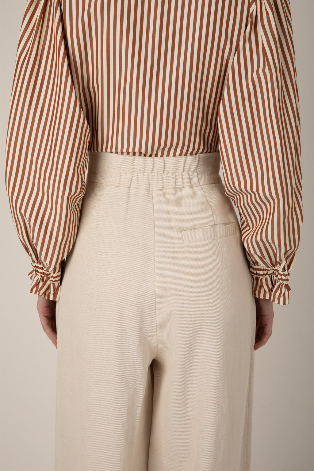 Vivere Nellie VIV 175 Ecru High Waisted Palazzo Linen Blend Trousers