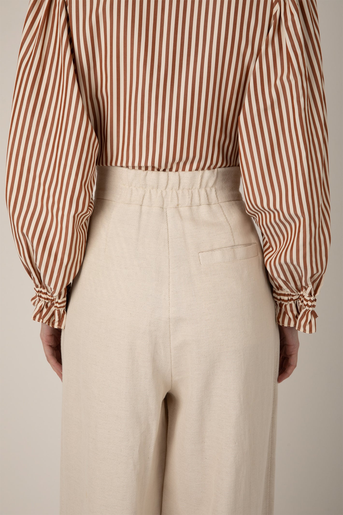Vivere Nellie VIV 175 Ecru High Waisted Palazzo Linen Blend Trousers